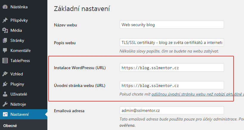 Nastavení WordPress na HTTPS